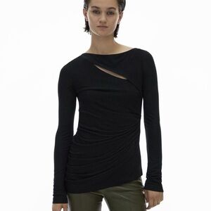 Helmut Lang Scala Asymmetrical Top - Basalt Black Sz XS NWT